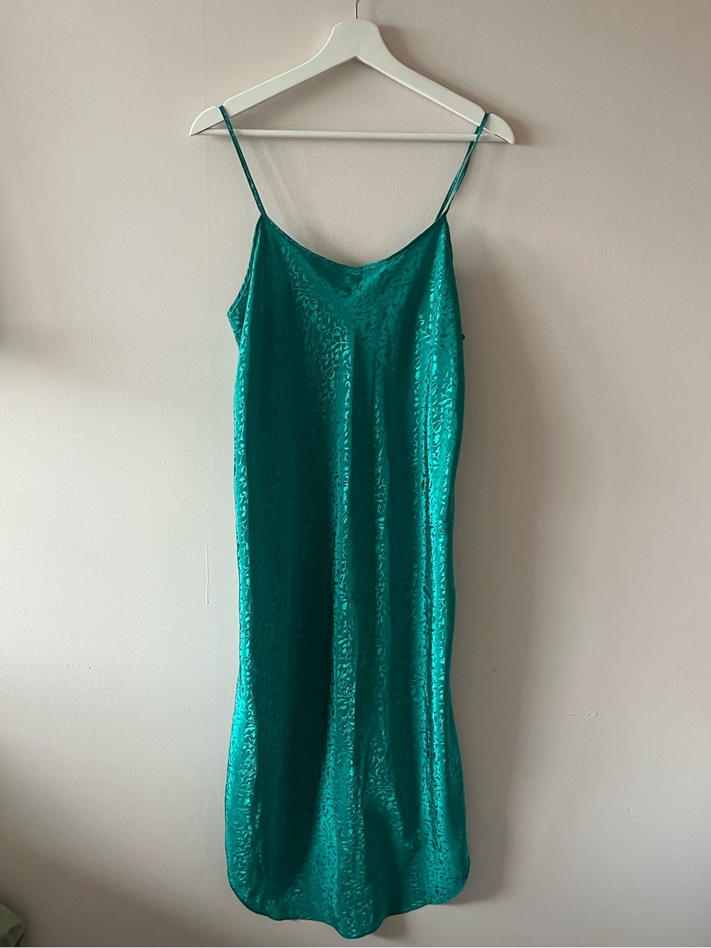 Emerald Green Slip Dress with Thin Straps